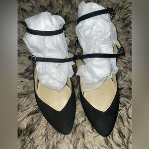 Gianni Bini Black Flats with Double Straps